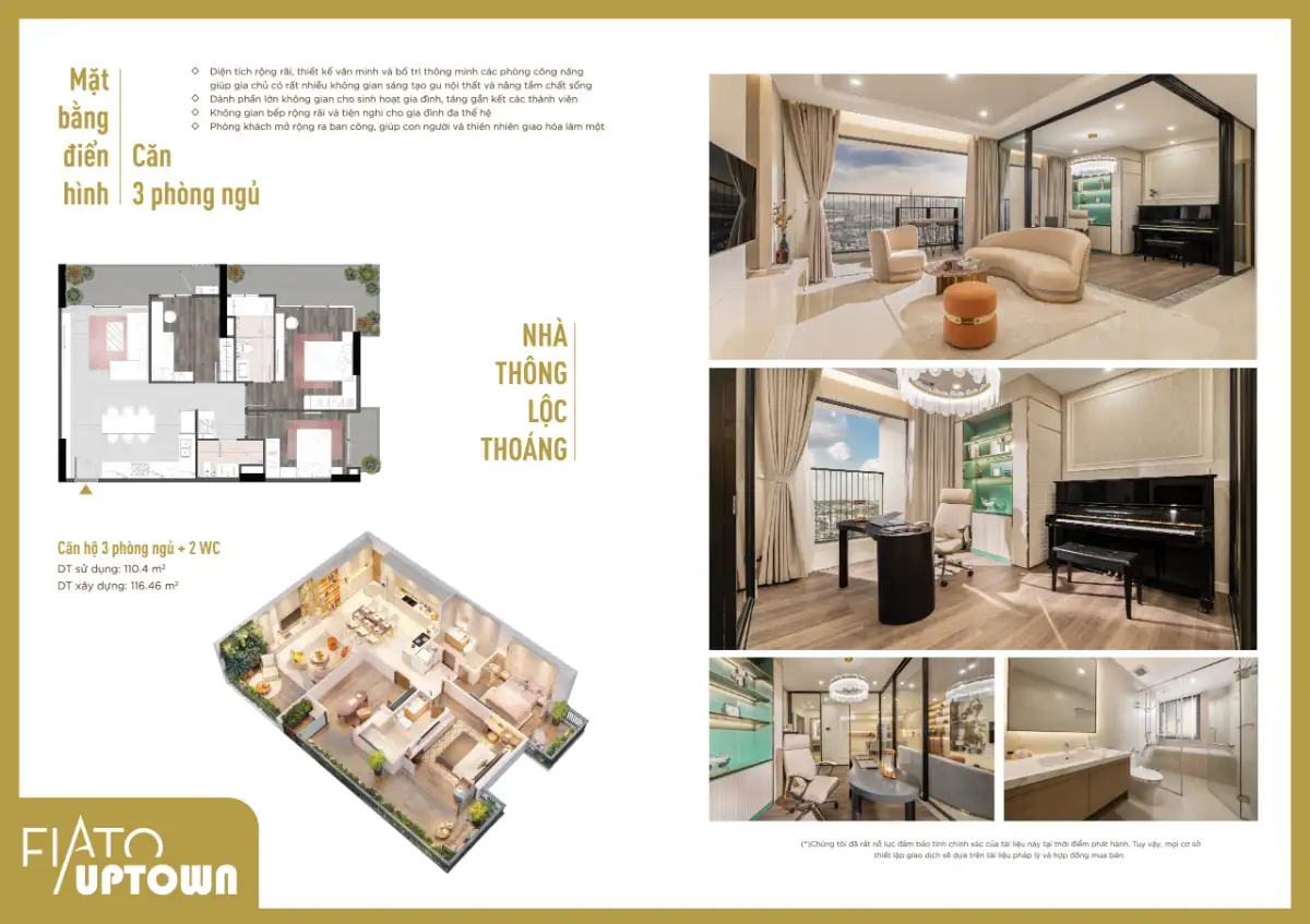 BÁN CĂN HỘ FIATO UPTOWN – MÃ B05-09 | 3PN VIEW NỘI KHU SIÊU ĐẸP